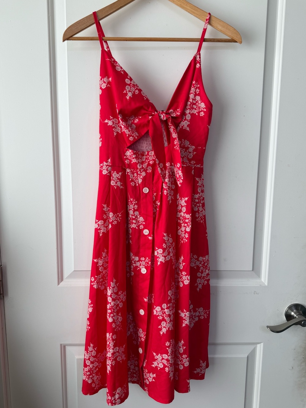 Red Floral Tie-Front Sundress